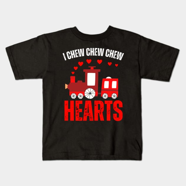 Kids valentines heart crusher train Kids T-Shirt by Jam3x